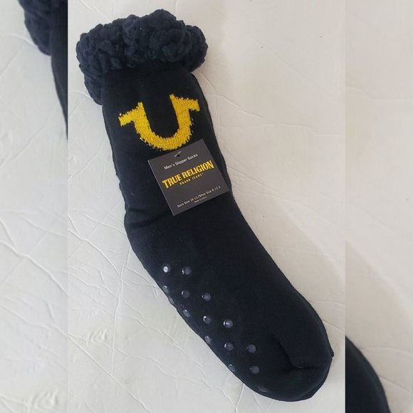 True Religion Other - TRUE RELIGION SHERPA FLEECE-LINED THERMAL SLIPPER SOCKS MEN'S SIZE 10-13 BLACK